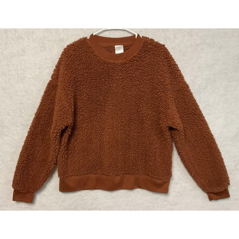 Secret Treasures Sweater Womens Small Brown‎ Sherpa Fleece Pullover Cozy Lounge